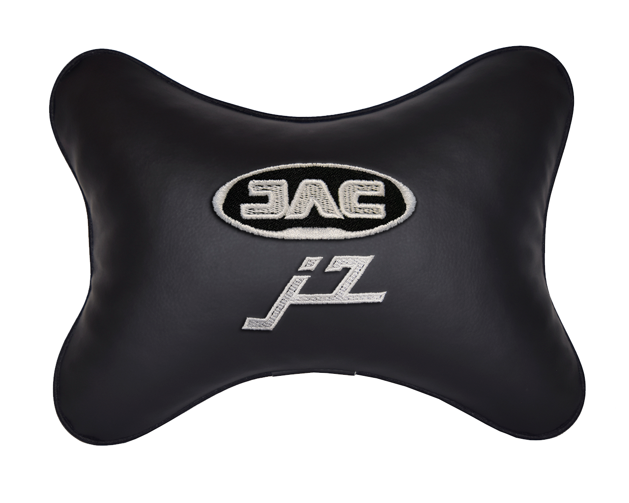 Подушка на подголовник экокожа Black с логотипом автомобиля JAC J7