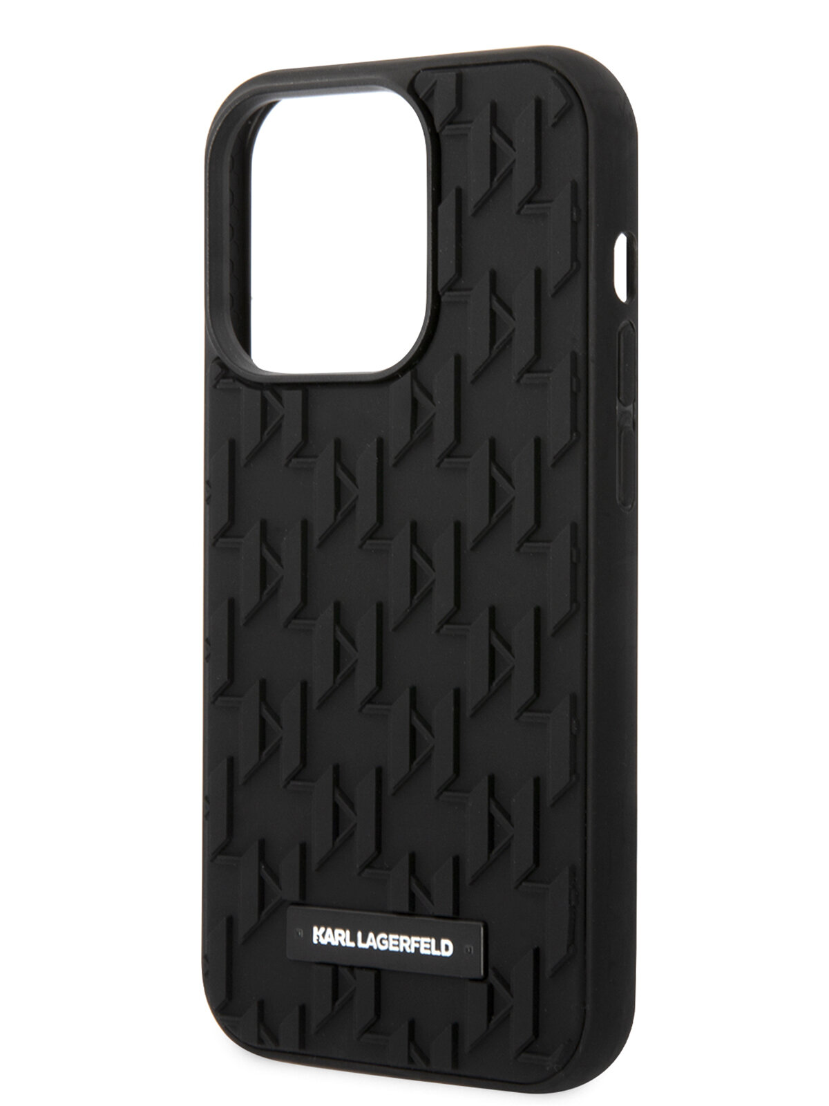 Lagerfeld для iPhone 15 Pro чехол 3D Rubber Monogram Metal logo Hard Black