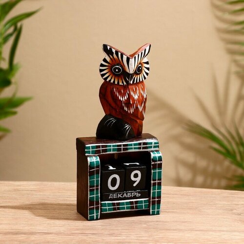 Календарь настольный дерево Сова у каминамикс 95х4х17 см 836₽
