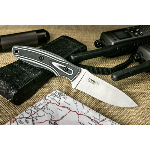 фото Нож kizlyar supreme urban niolox (stonewash, g10 black-white handle, kydex sheath)