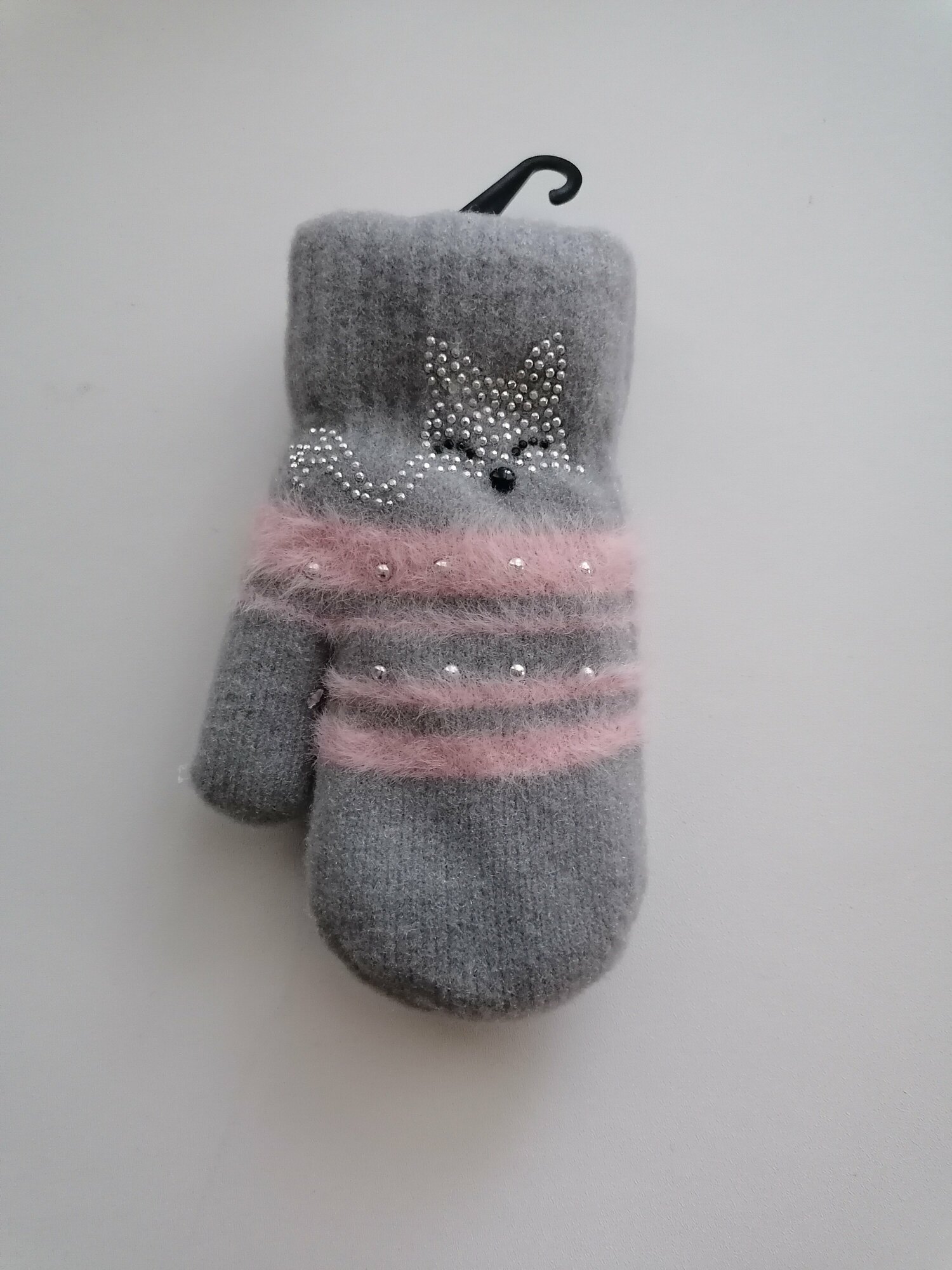 фото "Корона" детские варежки для девочек с меховой подкладкой, размер 12