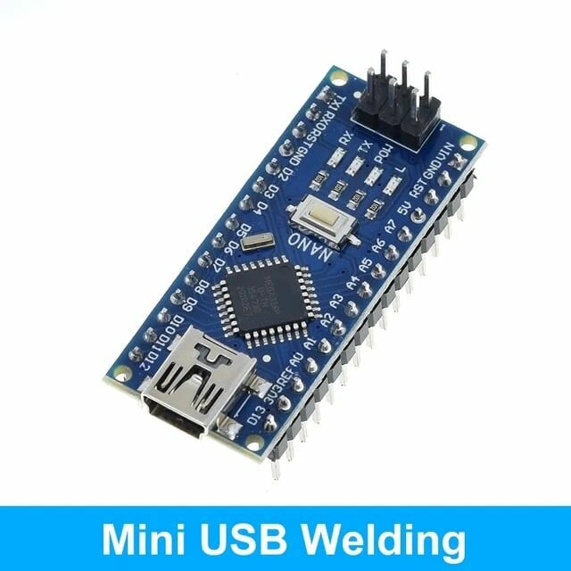 Arduino Nano 3.0 в сборе, разъем mini-USB, ATmega328P/CH340 (без USB кабеля)