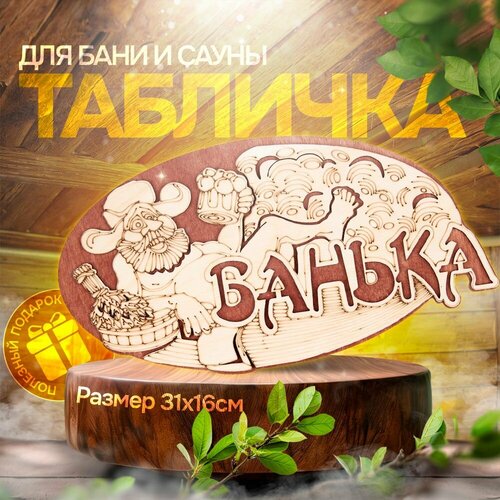 Табличка для бани и сауны 31*16 см - Банька (ушанка) табличка для бани и сауны деревянная забава