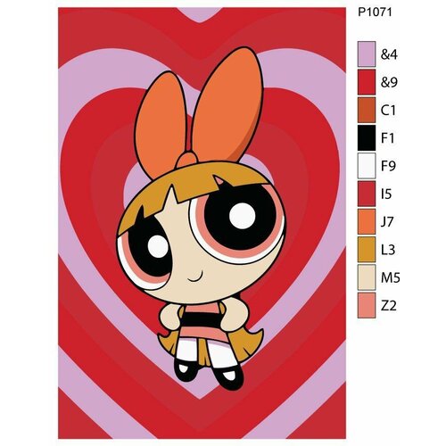 Детская картина по номерам P1071 Мультсериал The Powerpuff Girls (Суперкрошки). Цветик (Blossom) 20x30