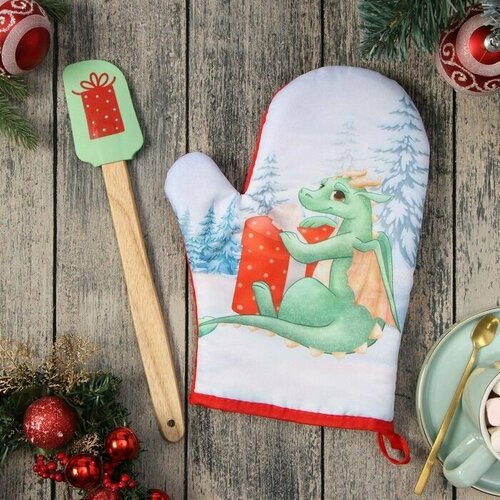 Коплект подарочный новогодний Кухонная лопатка Варежка-прихватка Полиэстер 1419₽