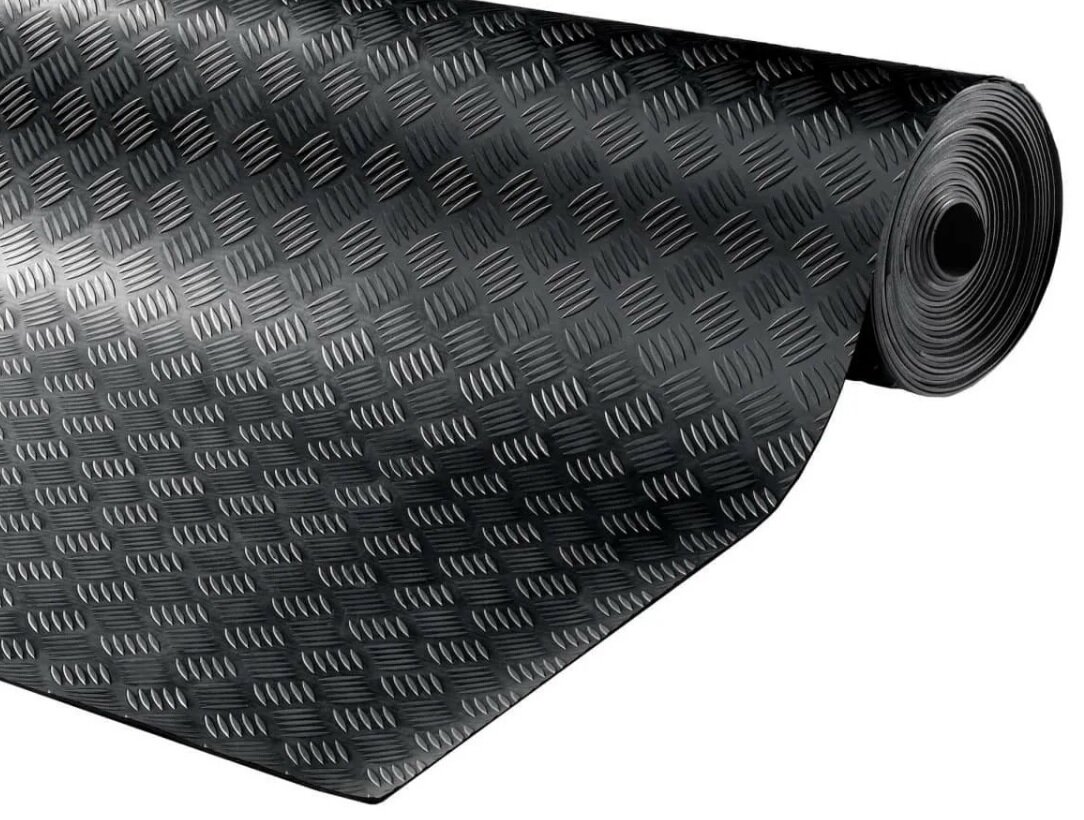 Резиновая рулонная дорожка Rubber Matting 09x4м h3 мм "Квинт" (Шашки) (черная)