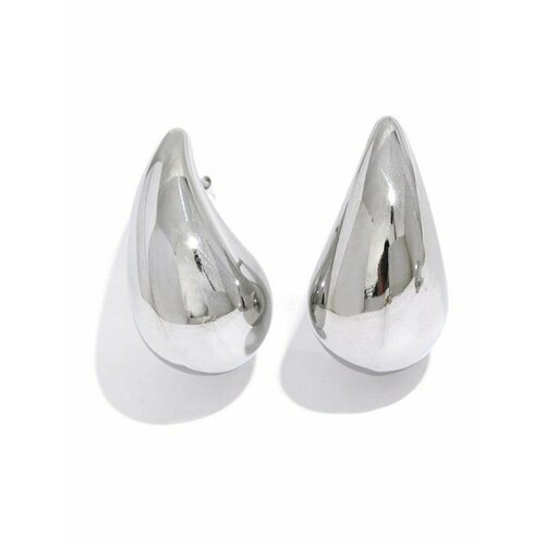 Серьги пусеты, фианит, размер 15 мм, серебристый