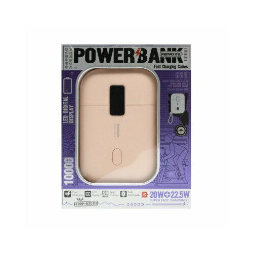 Внешний аккумулятор Remax RPP-635 10000mAh, розовый мобильный аккумулятор powerbank remax jeni rpp 90 10000 mah