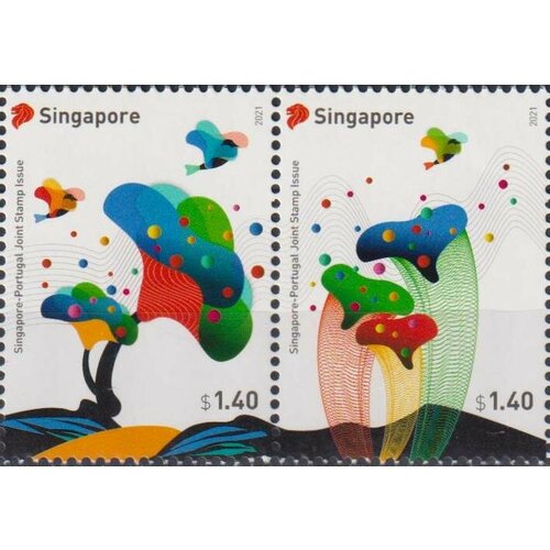 Почтовые марки Сингапур 2021г. 40 лет дипломатическим отношениям с Португалией Деревья, Рисунок MNH