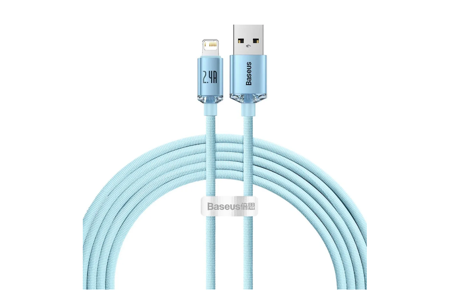 Кабель Baseus Crystal Shine Series Fast Charging Data Cable USB to Lightning 2.4A 2m Sky Blue (CAJY001203)