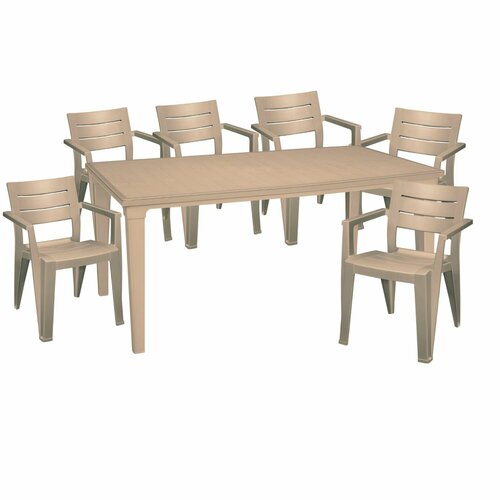 Садовая мебель. Набор PALERMO, стол большой прямоугольный на 6 персон 165х93х75, 6 стульев, цвет бежевый