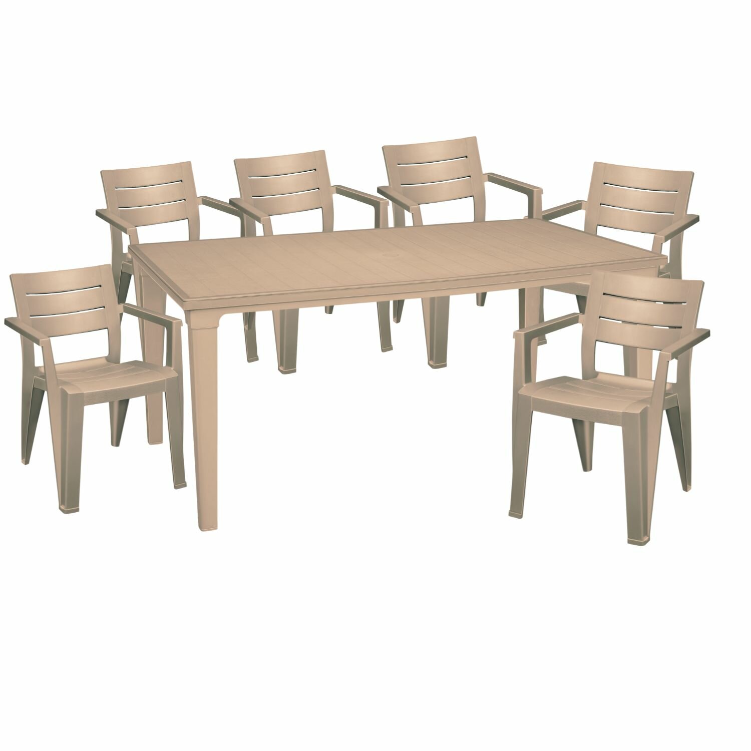 фото Садовая мебель. Набор PALERMO, стол большой прямоугольный на 6 персон, 6 стульев, цвет бежевый