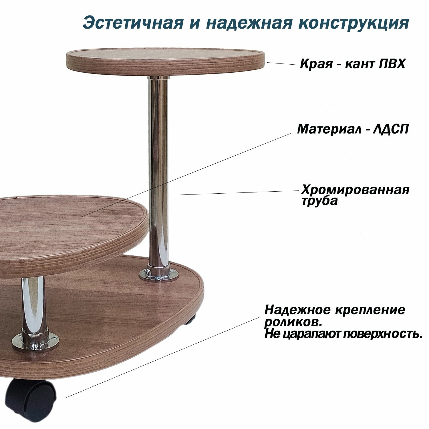 Подставка для цветов напольная на колесиках, С-3, Ясень Шимо Темный — фото 1