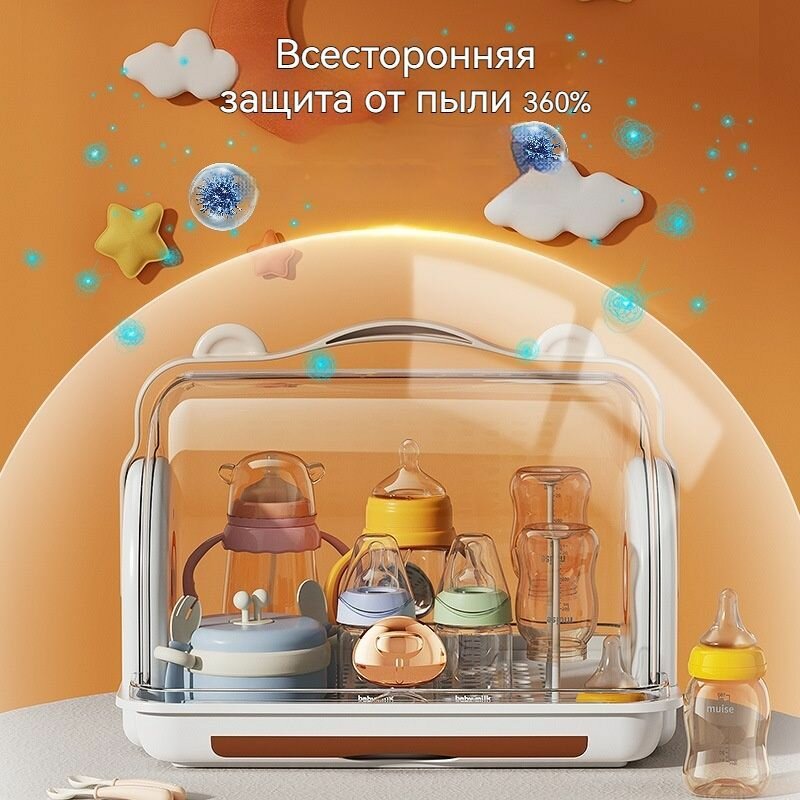 Изображение Сушилка для бутылочек и сосок с крышкой контейнер с поддоном