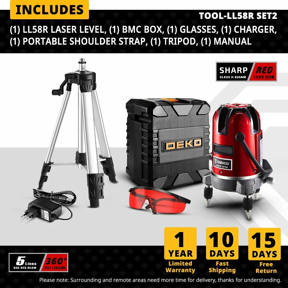 DEKO LL5 серия лазерный уровень 5 линий