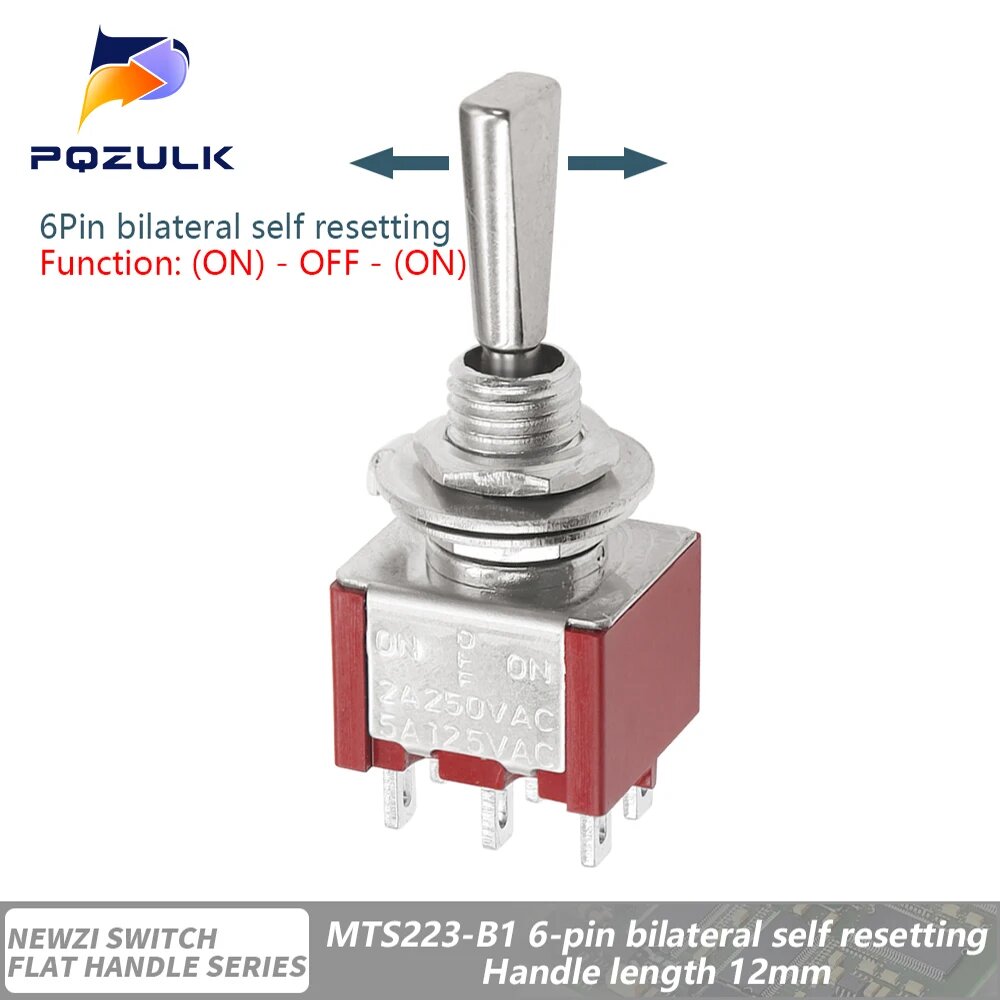 Мини-переключатель PQZULK 3-позиционный для автомобиля, 6P 11.7ON-OFF-ON R