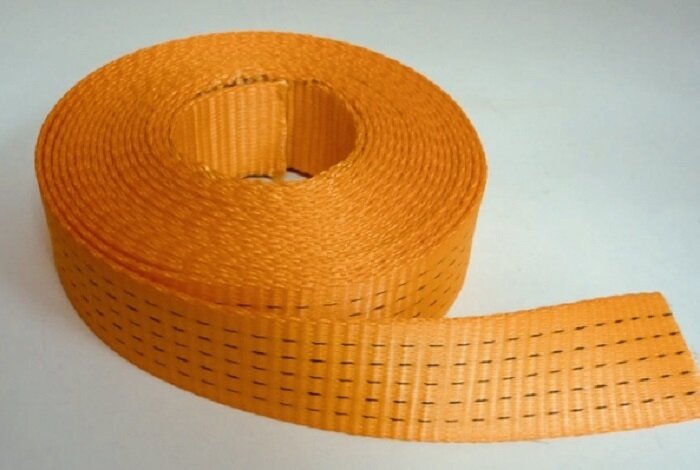 Стропа лента для стяжного ремня оранжевая ширина 50 мм длина 5 метров прочная легкая надежная синтетика  полиэстер  ЛСР50 5 ДомовоД