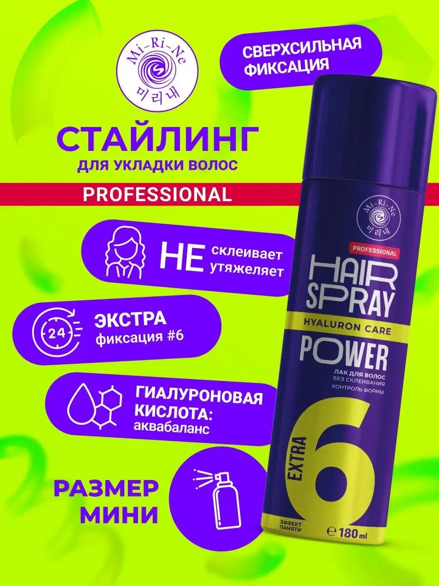 Лак для волос MI-Ri-Ne, эффект памяти, экстрасильная фиксация