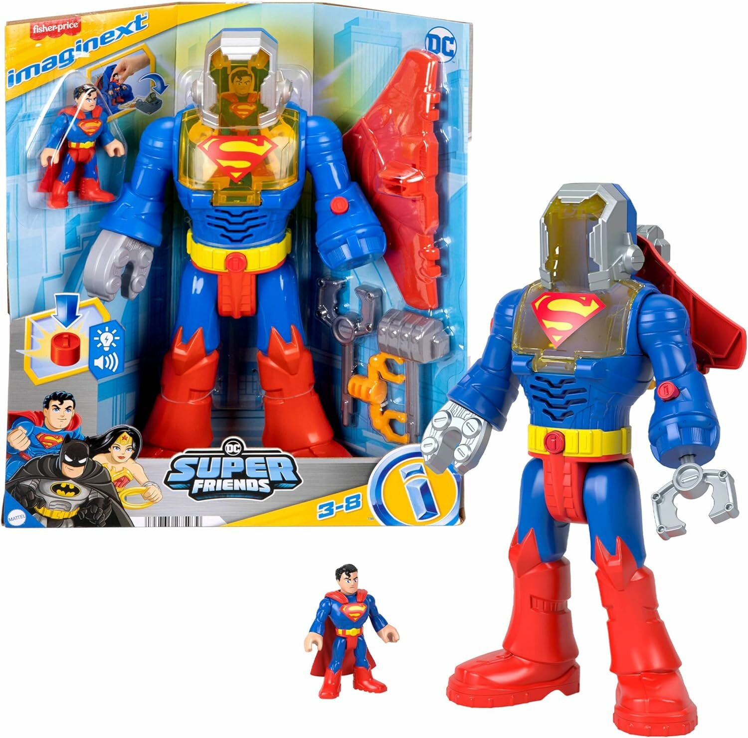 Игровой набор Fisher-Price Imaginext DC Super Friends - Супермен Экзо Робот со светом и звуком + фигурка Супермена - JCT47