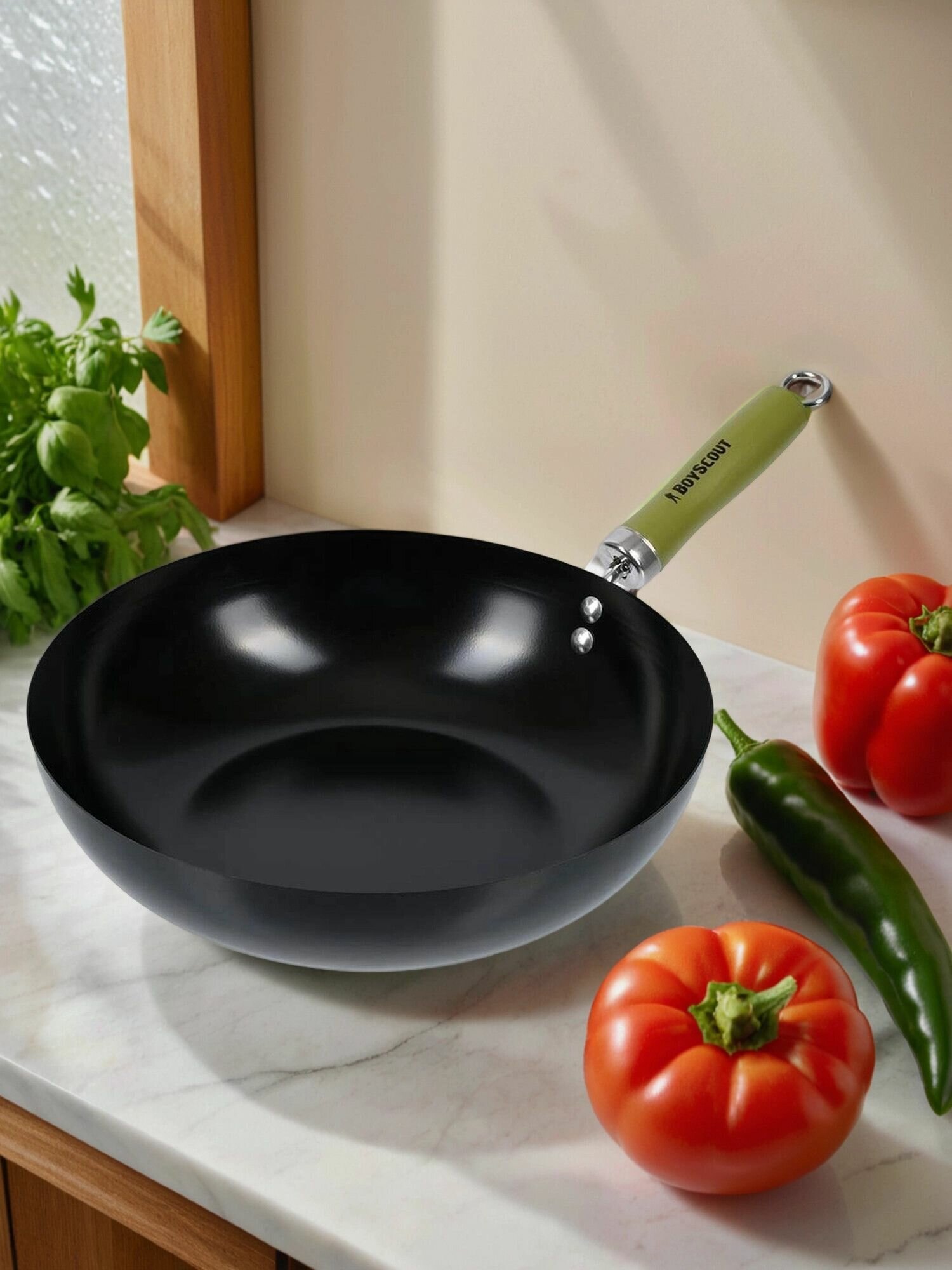 Вок сковорода 30 см стальная с антипригарным покрытием BOYSCOUT