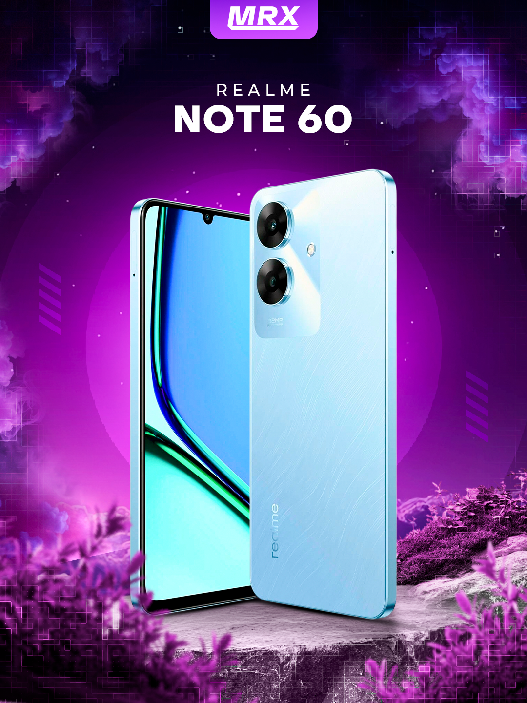 Смартфон Realme Note 60 4/128ГБ, синий, IPS 90 Hz дисплей, 5000 mAh, 10W,