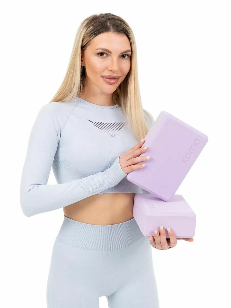 Блоки для йоги и фитнеса, Kama, 2 шт, лиловые — фото 1