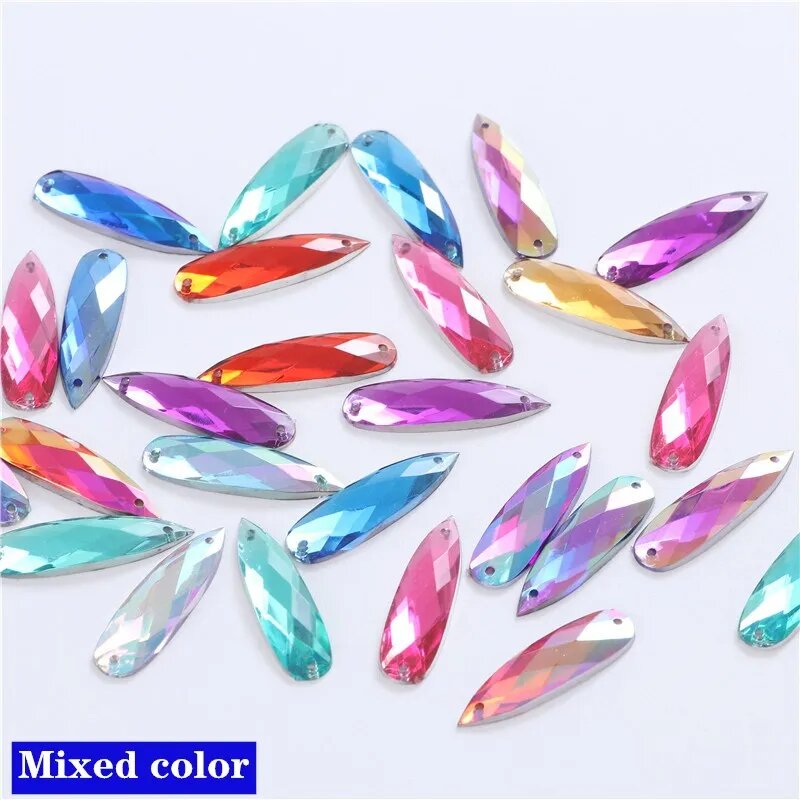 Стразы акриловые 7x27 мм, Mixed color, 50шт