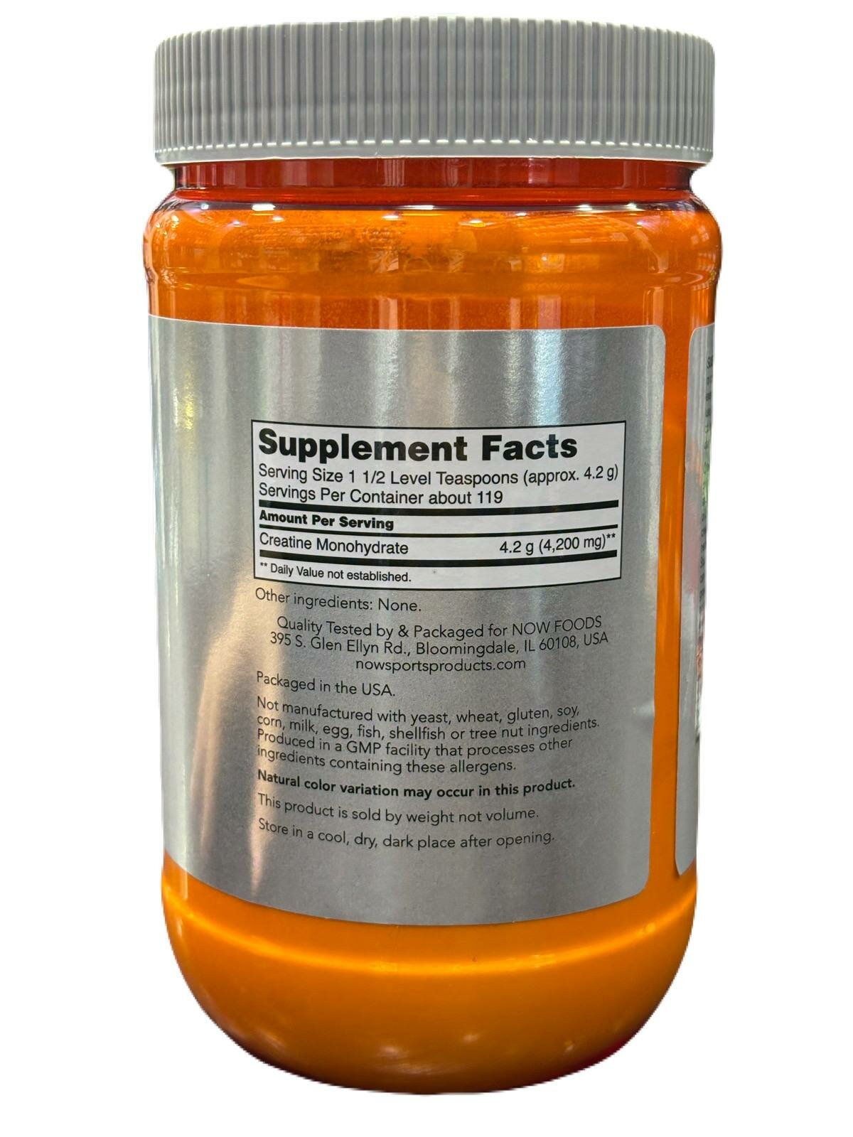 Креатин NOW Micronised Monohydrate, для мужчин и женщин, без вкуса, 500г — фото 1