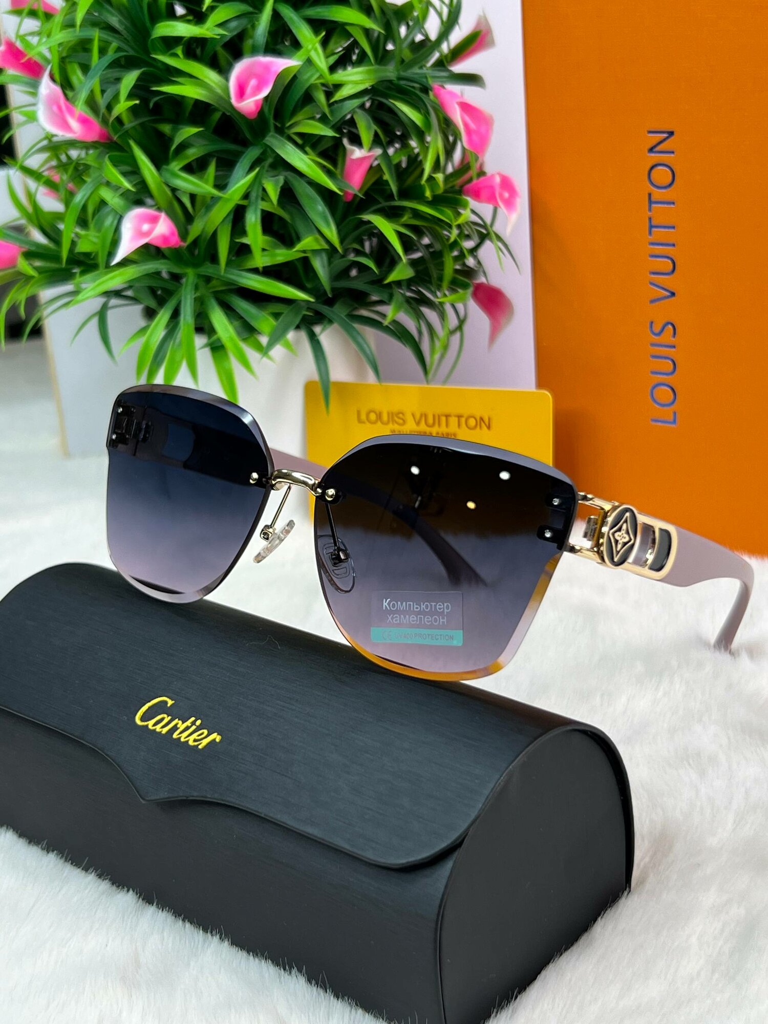 Солнцезащитные очки Louis Vuitton, розовый, — фото 1