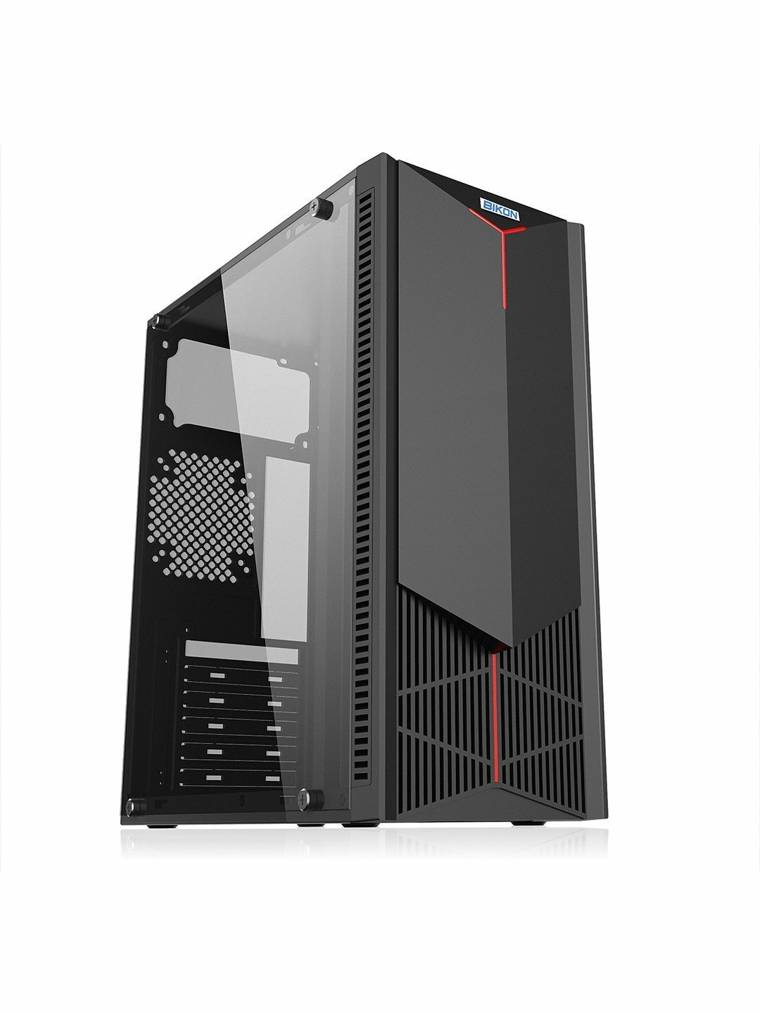 Корпус компьютера BIKON EDGE: черное стекло, стильный дизайн, блок питания 450W — фото 1