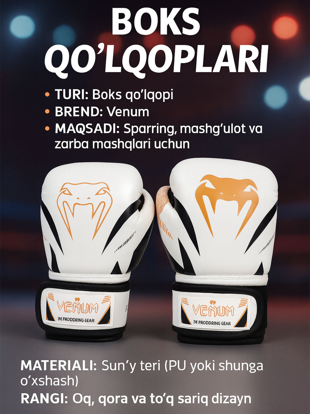 Боксерские перчатки UFC OPRO, Venum, для спарринга, термопластик