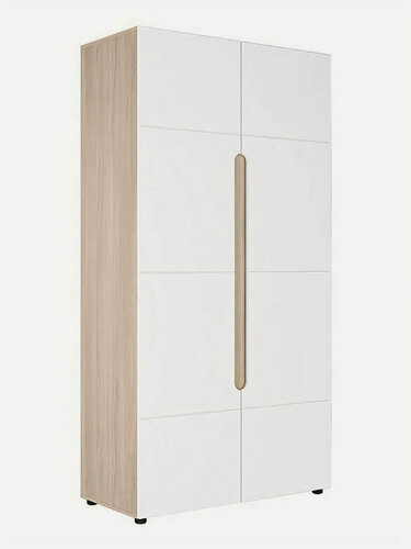 Изображение товара Распашной шкаф Палермо С со штангой, с полками, 107х51х207.8 см, Ясень Шимо светлый / Белый глянец