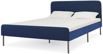 Каркас кровати селенга с реечным основанием, спальное место 140х200 см, размер 144х206 см, обивка: велюр, темно-синий