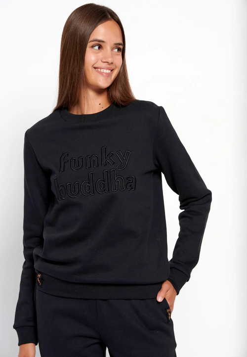 Толстовка Funky Buddha Crew neck sweatshirt with 3D embroidery, размер M, черный