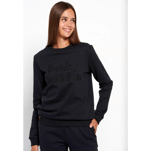 фото Толстовка funky buddha crew neck sweatshirt with 3d embroidery, размер s, черный