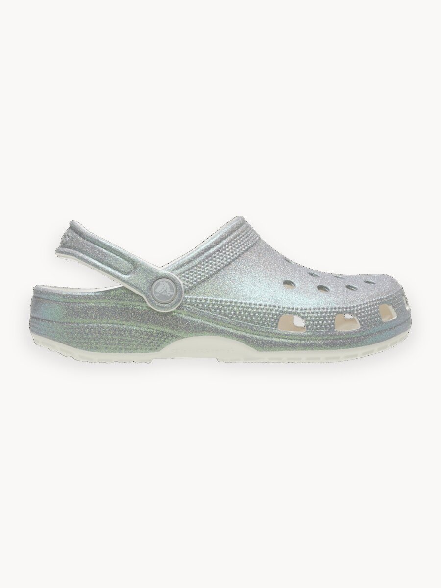 Сабо Crocs Classic Iridescent Glitter, размер M8W10 US, белый,