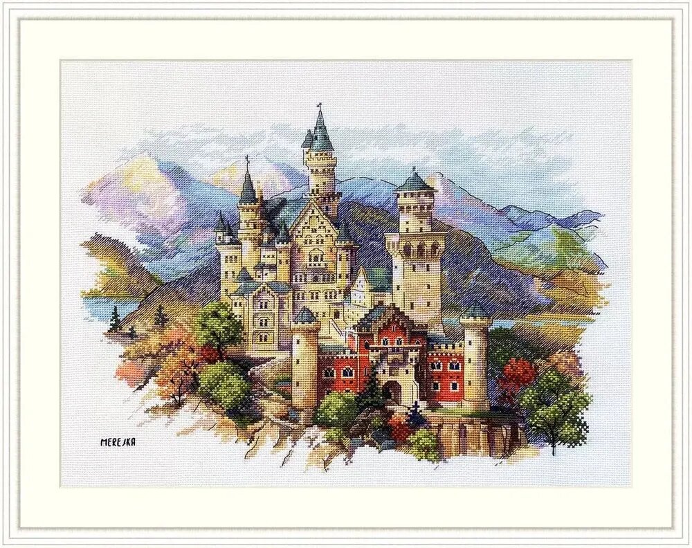 Набор для вышивания крестом Мережка K-201A Neuschwanstein Castle "Лебединый замок", 25 х 35 см