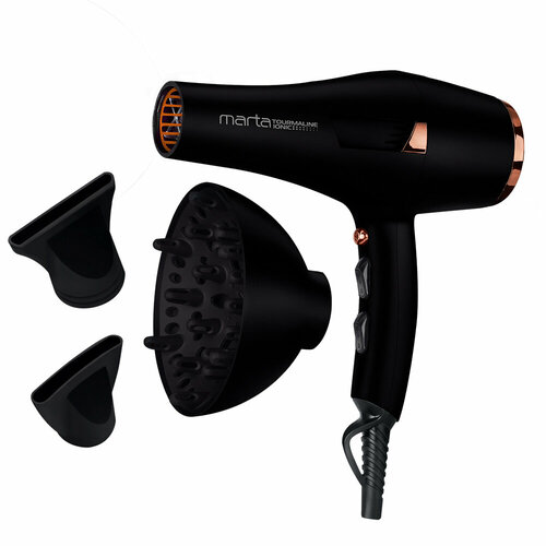Фен MARTA MT-HD1401B черный жемчуг tourmaline ionic 145300₽