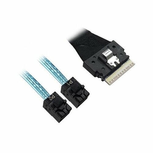 Кабель ACD-60003-ZC Slimline SASx8 (SFF8654) -to- 2 SAS HD x4 (SFF8643 SAS Connections), 1M, (аналог Broadcom 05-60003-00) (120) кабель slim sff 8654 8i 2x mini sas hd 74pin to dual sff 8643 cable pci express sas 4 0 80см