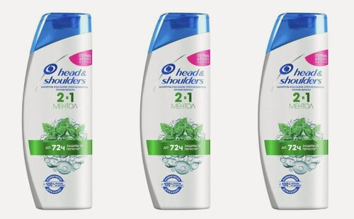 Изображение товара Head&Shoulders Шампунь и бальзам-ополаскиватель 2в1, Ментол, против перхоти, 200 мл, 3 шт