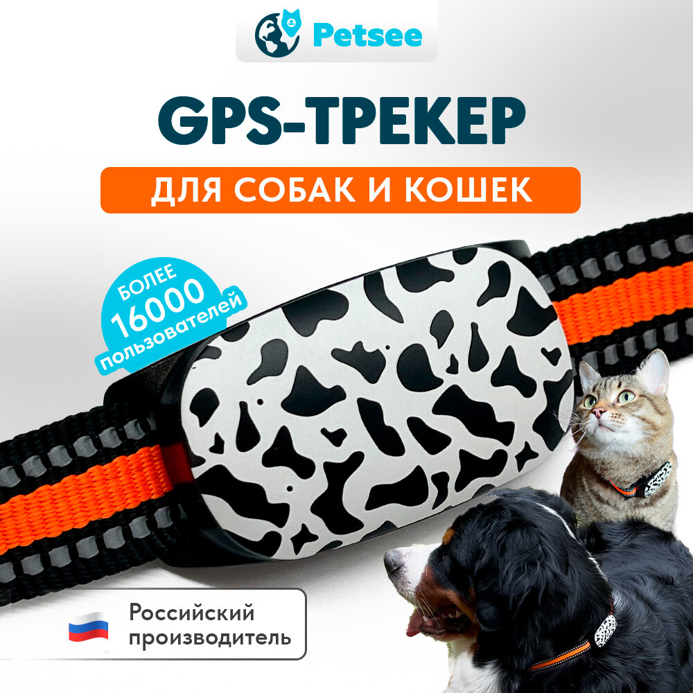 GPS трекер (ошейник) для кошек и собак Petsee 4G Cats со встроенной сим-картой датчиком движения и фирменным приложением