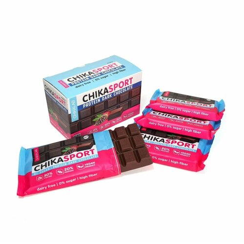 Протеиновый шоколад без сахара CHIKALAB 100 гр темный (4 шт) протеиновый батончик chikalab темный без добавок 100 г шоколад