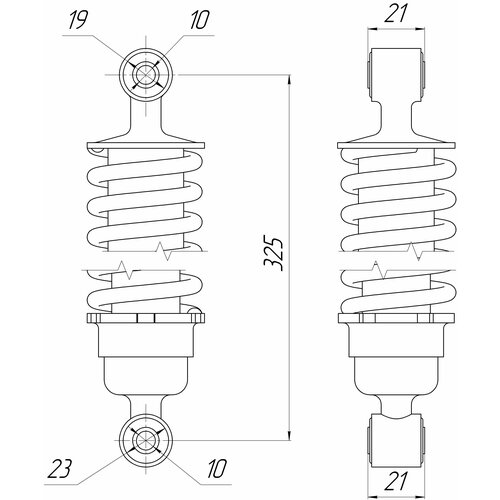 Амортизатор передний (L-320mm, D-10mm, d-10mm) T125, T150