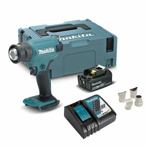 Аккумуляторный фен промышленный LXT 18В - 550C, акк 5Ач и з/у, Makita DHG180RT1J аккумуляторный строительный фен makita dhg180rt1j голубой