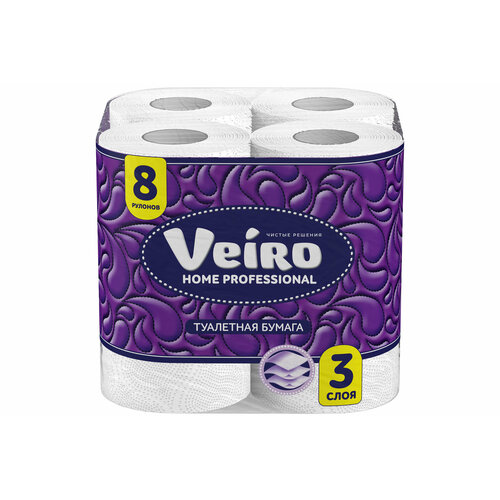 Туалетная бумага Veiro Pro, 3 слоя, 15м, 8рулонов