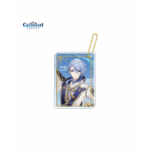 Брелок значок genshin impact chibi expressions – kamisato ayato can badge