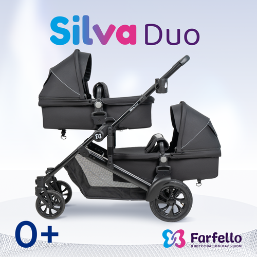 Детская коляска-трансформер для двойни Silva Duo Farfello с рождения до 3 лет цвет черный 36930₽