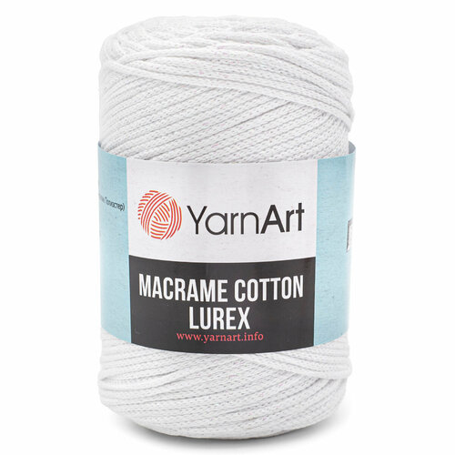 Пряжа для вязания YarnArt 'Macrame cotton Lurex' 250гр 205м (75% хлопок, 13% полиэстер, 12% металлик) (721 белый), 4 мотка