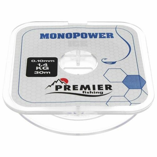 фото Леска premier fishing monopower ice, диаметр 0.10 мм, тест 1.4 кг, 30 м, нейлон, прозрачная (комплект из 14 шт)