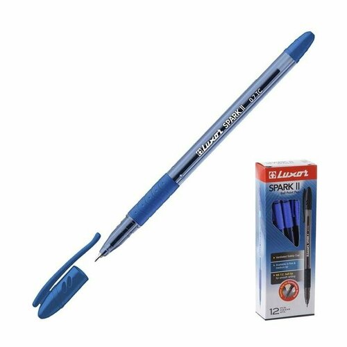 Ручка шариковая Luxor Spark ll, узел 0.7 мм, грип, синяя (комплект из 36 шт) ручка шариковая luxor spark ll узел 0 7 мм грип синяя